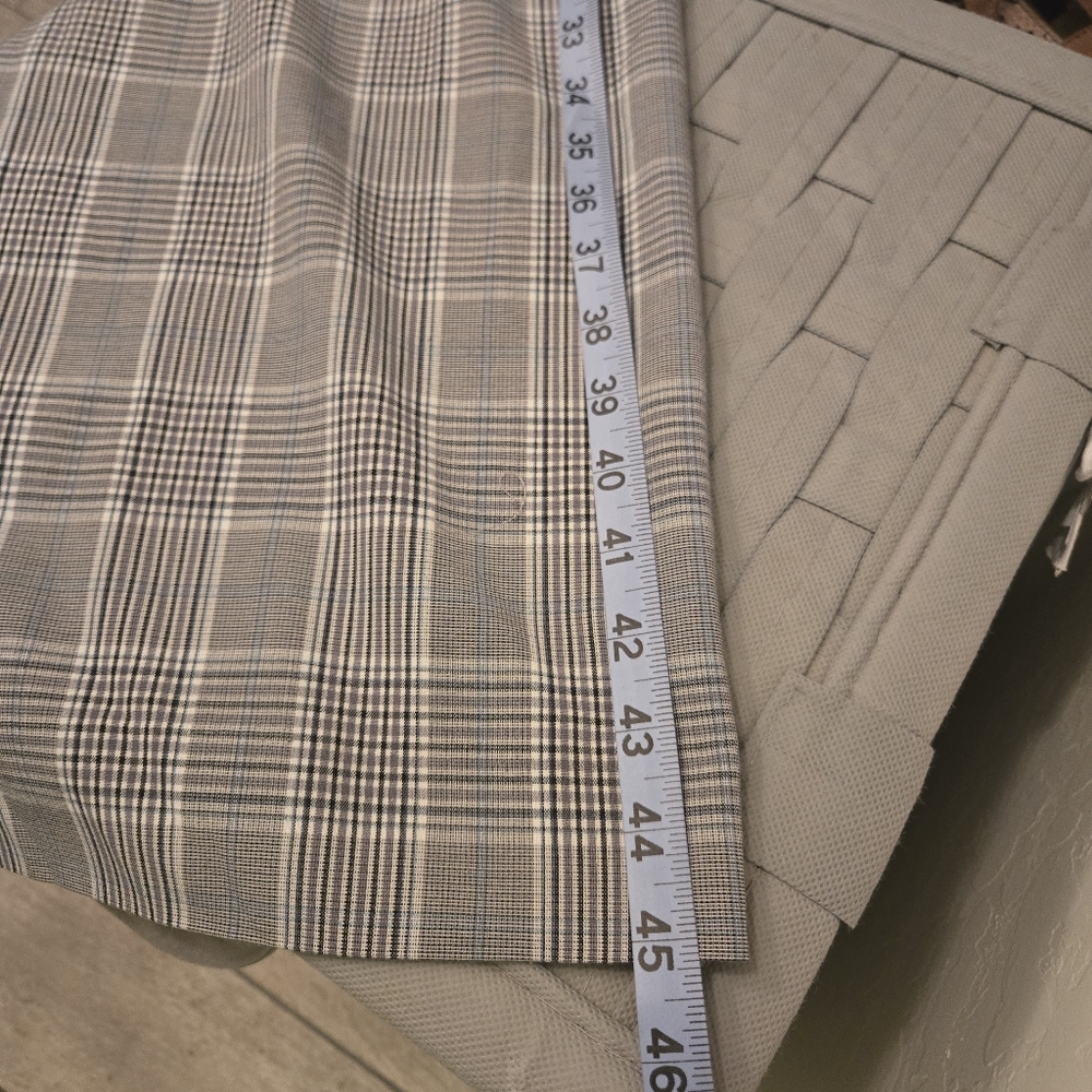 Gray Plaid Wide Leg Pants Tie Front High Rise Trousers Size: 0 - Picture 8 of 10